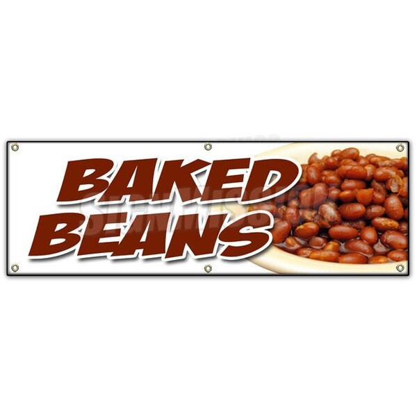 BAKED BEANS BANNER SIGN slo slow cooked hot dogs brown sugar bacon